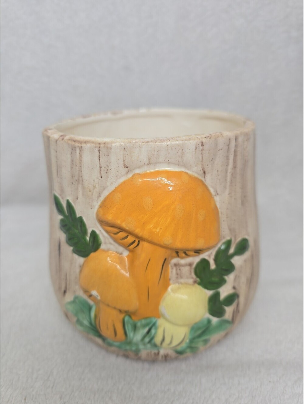 Vintage 70s Arnels Mushroom Ceramic Canister Utensil Holder Planter Med *No Lid*